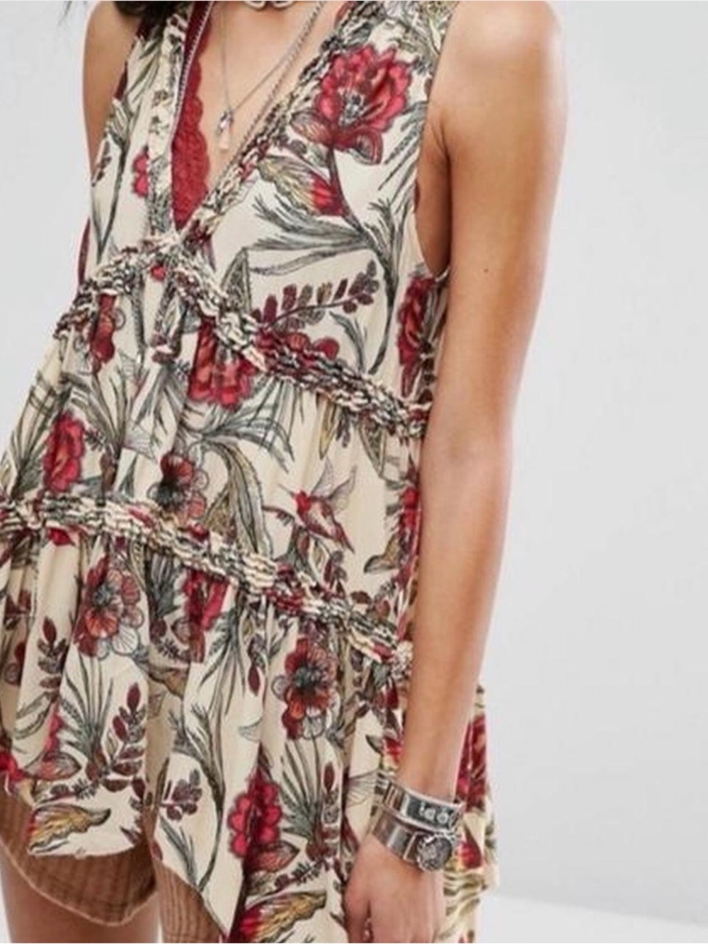 Free People Tunic Floral Pattern Top